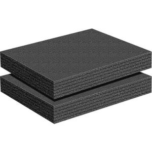 Treela 2 Pcs Customizable Polyethylene Foam Sheets 16x12x2" Black Thick Cuttable Foam Padding Inserts for Cases, Polyethylene Block Sheet for Packing Toolbox Storage and Craft Pad