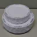 DaYammi 60PCS Blue and White Plastic Plates Blue Rim White Disposable Plates Blue White Party plates Include:30 Plastic Dinner Plate 30 Dessert plate and Wedding & Party Dining