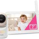 VTech Baby Monitor No WiFi, 7" IPS Screen, 5000mAh 12Hr Battery, 360° Pan Tilt Zoom, Night Vision, Multi-Color Night Light, 2-Way Talk| Advanced Max Tan