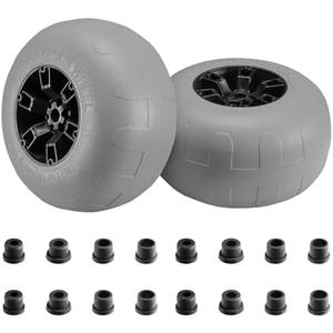 Beach Balloon Wheels, 13" Flat-Free Solid PU Beach Cart Tires Replacement Big Sand Wheels for Beach Buggy, Kayak Trolley, Canoe Cart, Rolling Walker, Garden Cart, Wheelchair & Buggy, 2-Pack