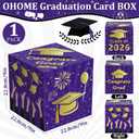 3 x OHOME Graduation Decorations - Purple Gold Graduation Card Box for Graduation Decorations Class of 2026 2027 - Graduation Party Decorations Decor Supplies Favors,Graduation Centerpieces 2026