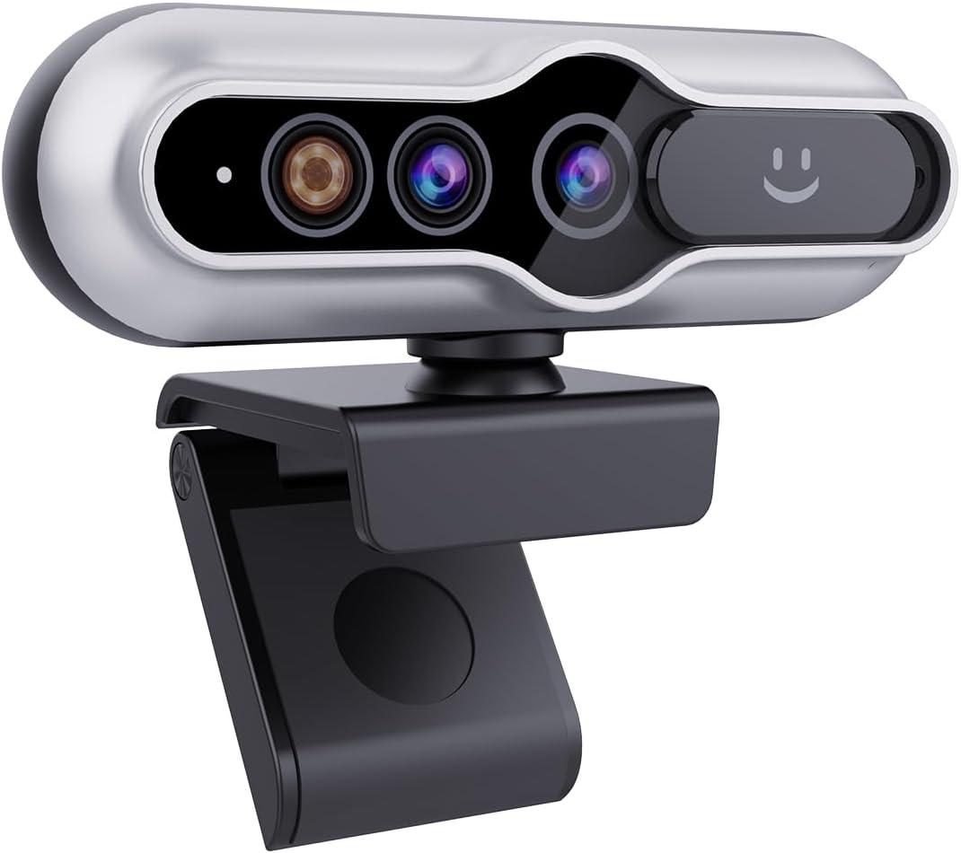 2K HD Webcam with Infrared Windows Hello Facial Recognition, Computer Camera, Privacy Cover, Noise Canceling Microphones, Laptop Webcam For Video Conferencing, Live, Streaming, Online Learning