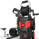 Electric Pressure Washer,4800PSI Max 3.2 GPM 20FT Hose,35FT Power Cord 4 Different Tips Foam Cannon Power Washer Red