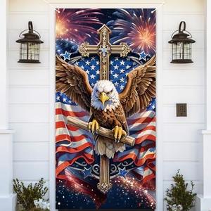 Pack Of 2 4th of July Door Cover Fourth of July Photo Backdrop Memorial Day Veterans Day Patriotic Decorations and Supplies for Home