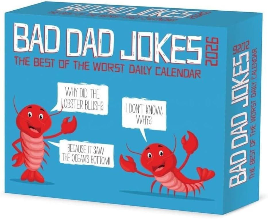 Willow Creek Press, Bad Dad Jokes 2026 Desk Calendar, 6.18'' X 5.43'', Daily Calendar with Adhesive Binding