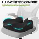 Memory Foam Seat Cushion for Office Chair, Car, Wheelchair  Coccyx Tailbone Support Pad for Sciatica & Back Pain Relief, Ergonomic Chair Cushion for Home, Travel, Work Desk (Black)