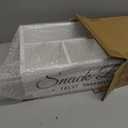 Snack Organizer for Countertop, Wood Pantry Storage Bins with Handles, Snack Bar Organizer for Pantry Shelf, Kitchen, 4 Compartment Food Container Snack Box, Pantry Organizer for Snacks, Chips (White)