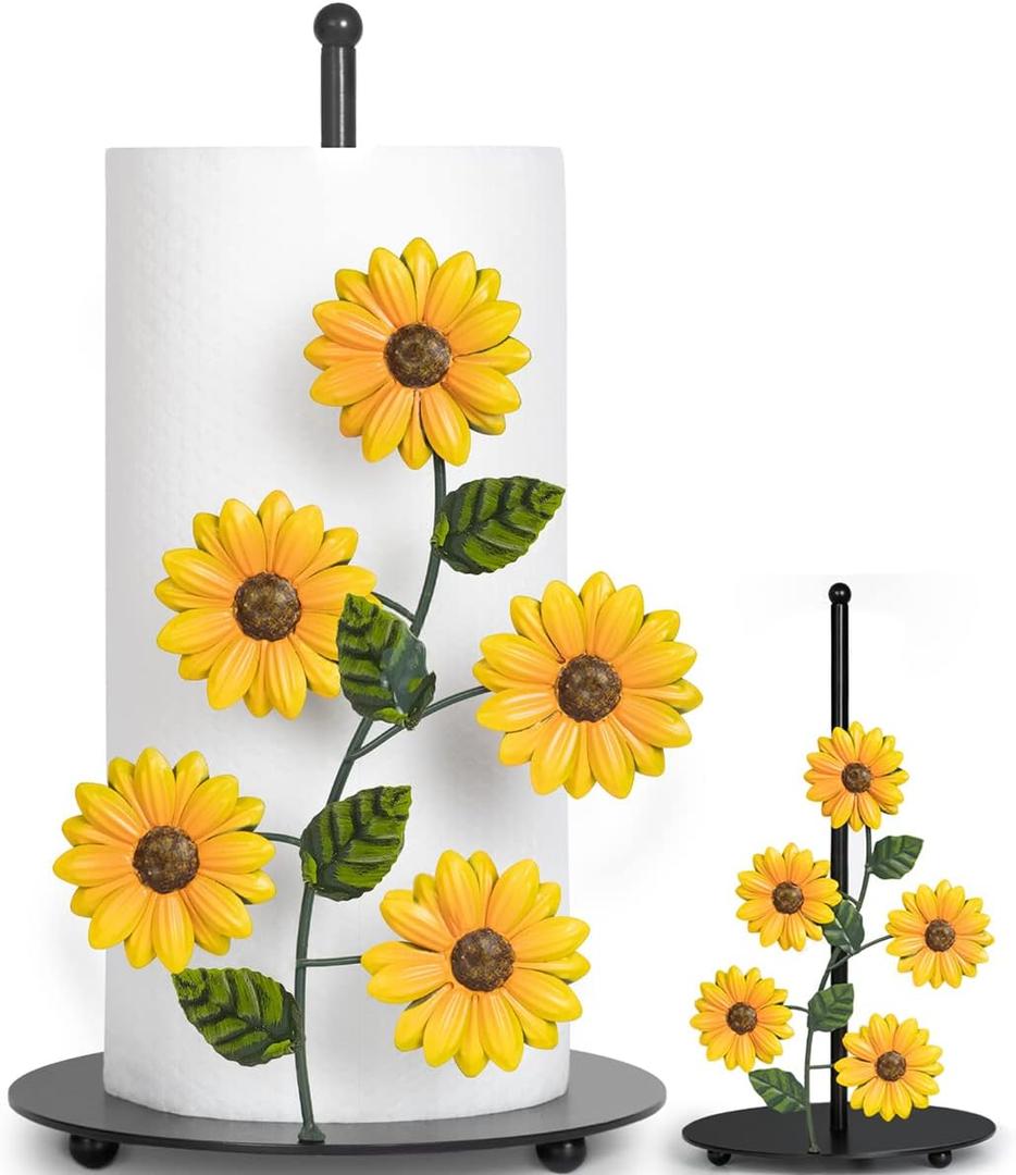 Sunflower Paper Towel Holder Sunflower Kitchen Decor and Accessories Yellow Farmhouse Paper Towel Holder Cute Kitchen Decor Sets Countertop Country Stuff Home Vintage Rustic Unique Counter Gift