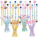Ulema 48 Pieces Cute Stackable Pencils Space Study Supplies Translucent Multi Point Push Fun Cool Pencils Gifts for Classroom Rewards.