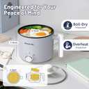 Electric Hot Pot :1.5L Mini Ramen Cooker with Overheat & Boil-Dry Protection, Suitable for Noodles, Soup, Oatmeal, College Dorm Office Travel Essentials (Grey, 1.5L)