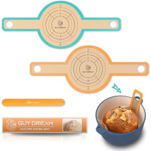 GUYDREMAT Bread Sling - Perfect Silicone Baking Mat for Sourdough Bread Baking  Superior Cast in Iron Dutch Oven Liner, 2 Pieces with Storage Band in GUY DREAM Classic Pack (Green & Orange)