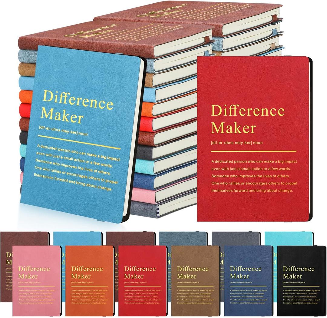 Chiisong 24 Pcs Employee Appreciation Gifts A6 Small Leather Journals Bulk Inspirational Different Maker Notebook Thank You Gift for Women Leadership Coworker Team Staff Christmas (Colorful)