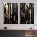 Lauximart Black Gold Abstract Canvas Wall Art Black Gold Modern Pictures Texture Wall Art Modern Abstract Paintings Gold Foil Artwork Modern Minimalist Pictures for Living Room 16x24inchx2 No Frame (16L" x 24W")