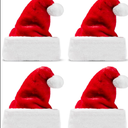 4 PCS Christmas Santa Hats Plush Red Velvet Christmas Hats for Holiday Party Presents Supplies XMAS for Adults and Kids
