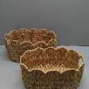 Coeusy Scalloped Basket Set of 2,Water Hyacinth Basket for Organizing and Decor,Hand-Woven Wicker Storage Baskets with Built-In Handles for Nursery,Gift,Laundry