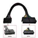 2 x lilila-ree 24 Pin to 14 Pin ATX PSU Main Power Adapter Braided Sleeved Cable for IBM Lenovo PCs and Servers 12-inch(30cm) (Long Type), Black