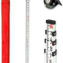 Survey Rod 14-Foot Aluminum Grade Rod - 10ths,Grade Rod,Grade Stick for Laser Level,Survey RodGrade Rods,Survey Pole,With Bubble Level, 4-Stage Telescopic,Double-Sided Scale Telescopic Leveling Rod