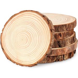 Philorn Wooden Circles for Centerpieces 6 Pcs 6.3-7 inch Wood Slices Tree Stump Decor with Bark, Wooden Rounds Unfinished Wood Base Wood Slabs for Centerpieces Wedding Decor, DIY Painting Crafts
