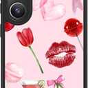 FUNMIKO for Samsung Galaxy S25 Plus Case Wireless Charging & Military-Grade Protection - Trendy Floral Design for Women Girls, Matte Phone Cover with Shockproof Corners - Romantic Red Elements