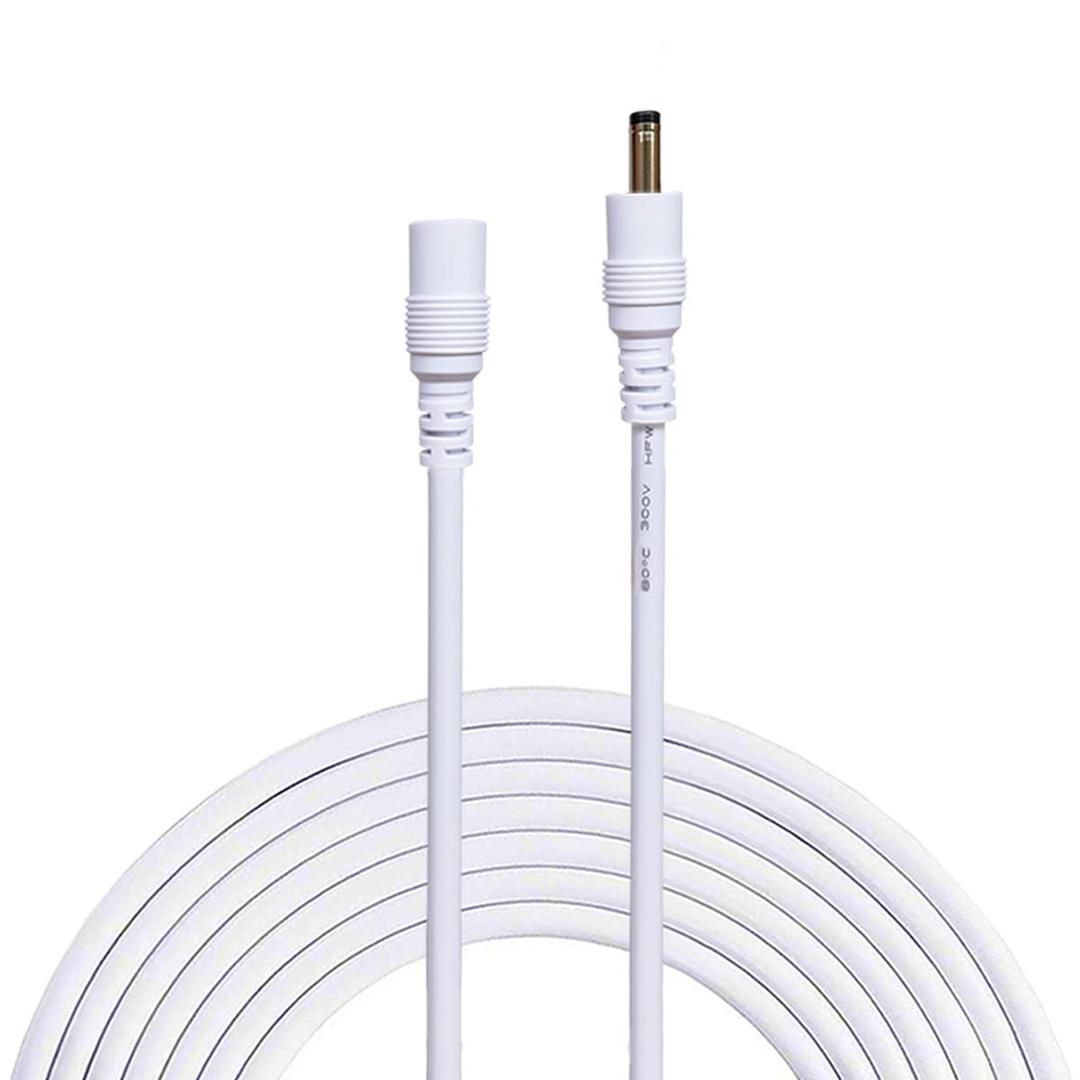 DC Power Adapter Extension Cable, 1.35mm x 3.5mm Male to Female Jack DC 5 Volt Power Adapter Plug Extension Cord for DC Power Adapter, CCTV Security Camera etc. 10M/32.8ft - White