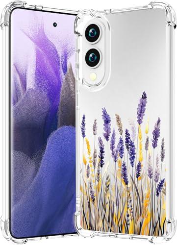 CCFUNCASE Compatible for Samsung Galaxy S25 Edge Case Clear Cute for Women - Rugged Phone Cases Funda Protector Cover Skin (Pink Lavender Blossom)