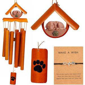 Bamboo Pet Memorial Wind Chimes with Bracelet Dog Memorial Gifts for Loss of Dog Wind Chimes for Loss of Loved One Pet Passing Away Remembrance Bereavement Gift
