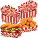 No Folding Required 100 Pack 2 Lb Carnival Food Trays Carnival Party Decorations Disposable Paper Food Serving Trays Nacho Hot Dog Boats Plates Bowls for Circus Theme Graduation Party Supplies