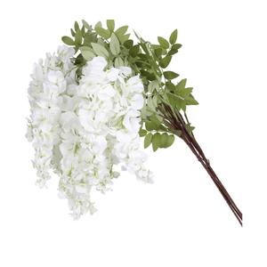 4PCS White Artificial Wisteria Hanging Flowers 40'' Tall Lush Fake Wisteria Flowers for Floor Vases Silk Flowers for Wedding Arch Ceremony Window Box Home Garden Backdrop Decoration (White)