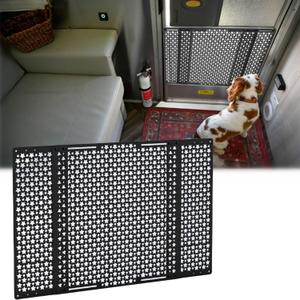 Upgraded RV Screen Door Protector for Dogs, Universal RV Entry Screen Door Grille Adjustable from 22" - 31.5", Aluminum Alloy Protector Screen Defender for RV Door Camper Screen Door Protector (Black-Star)