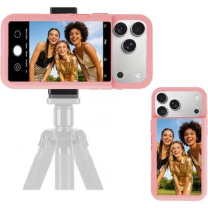 Yuanjing for iPhone 17 Pro Max Case with LCD Screen Back Camera Monitor Smart Phone Cover with Selfie Vlog MonitorNOT NFC Case for DIY Wallpapers Live Streaming (Pink, iPhone 17 Pro Max)
