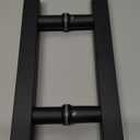 Barn Door Pull Handle, 18" Square H-Shape Double-Side, Dual Use Glass Door Wooden Door, Matte Black Sliding Barn Door Shower Door 2 Pack