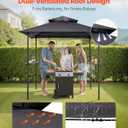 VEVOR Grill Gazebo, 8 x 5 ft Outdoor BBQ Gazebo with Double-Tiered Roof, Powder-Coated Steel Patio Grill Shelter with 2 Side Shelves & 8 Hooks, Grilling Canopy for Patio Backyard Garden Picnic