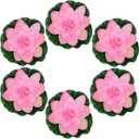 7 Inches Artificial Lifelike Floating Foam Lotus Flower Water Lily for Garden Pond Decor, Set of 6 (Pink)