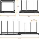 Adjustable 2.2in Pan Organizer Rack - for Pots,Pans,Cutting Boards,Cookie Sheets & Muffin Pans with 6 Slots,Non-Slip-8.7 * 6.8 * 5.5 inch