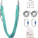 5.5 Yards Aerial Silks Yoga Swing Set - Aerial Yoga Hammock Kit Anti-Gravity Flying for Fitness, Low/Non Stretch Nylon Tricot Fabric Hardware Included for Dance 