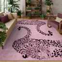 Leopard Print 8x10 Rugs for Living Room Animal Pink Washable Area Rugs