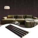 OUZUGIE WPC Acoustic Slat Wall Paneling, 3-Pack 114 x 6 Inches 3D Wall Panels for Interior Wall Decor,Living Room,TV Background,Study Room,Office Spaces,Bedroom,High Grille (Walnut)