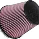 K&N High-Flow Original Lifetime Universal Clamp-On Air Filter: High Performance, Premium, Washabler: Flange Diameter: 6 In, Filter Height: 6.5 In, Flange Length: 1 In, Shape: Round Tapered, RU-1042