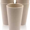 5PCS Big 20OZ Wheat Straw Cup, Unbreakable Reusable Drinking Cups Water Cup, Stackable Coffee Cup Juice Tumblers, Mug for Coffee, Tea, Water, Milk, Juice (Beige)