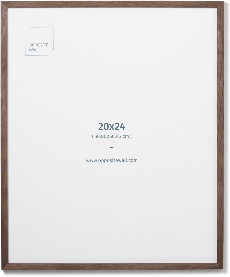 Opposite Wall - 20x24 in - Dark Solid Oak Wood Picture Frame - Lightweight, Versatile & Shatterproof - Wall Hanging Poster or Photo Frame - Wall Decor for Office, Gallery & Home