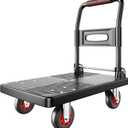 Upgraded Foldable Push Cart Dolly, 560 lbs. Capacity Moving Platform Hand Truck, Heavy Duty Space Saving Collapsible, 4‘’ TPR 360-Degree Silent Wheels, 2 Swivel Wheels and 2 Fixed Wheels