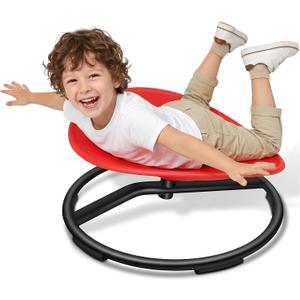 Spinning Chair for Autistic Kids - Sensory Swivel Seat with 220 lbs Weight Capacity & Non-Slip Base, Improves Balance & Coordination, Sit and Spin Sensory Toy for ADHD/Autism, Ages 3+ (Red), 20 inches x 21.6 inches x 11 inches