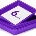 ShineMe 6 Pack Paper Trays for Classroom, Purple Plastic Book Bins with Colorful Labels, Stackable Letter Size Storage Tray, Desk Organizer Tray for Home, School and Office