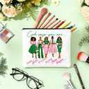 Pink and Green Makeup Bag for Women,Cosmetic Bag with Inspirational Verse,Canvas Travel Toiletry Pouch for Ladies, Stylish Gift for Birthday Christmas