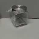 4 Piece Square Glass Canister Set with Stainless Steel Screw-on Lids, Clear