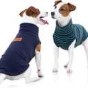 FUAMEY 2 Pack Dog Fleece Vest for Extra Small Dogs,Puppy Stretchy Dog Sweatshirts Warm Dogs Pullover Winter Pet Sweaters with Leash Hole Puppy Turtleneck Sleeveless Green Stripes XXS