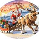 Christmas Tree Skirt 36 Inch Funny Santa Claus and Reindeer Farmhouse Holiday Decorations Soft and Thickened Christmas Tree Skirt for Indoor Outdoor Christmas New Year Holiday Party Decor (36" (91 cm) diameter)