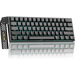 Aula MINI60 HE PRO Wireless Gaming Keyboard 60%,Hall Effect Rapid Trigger Magnetic Keyboard,8000Hz Polling,Tri-Mode(BT5.0/2.4GHz/USB-C),RGB Hot Swappable Compact Mechanical Keyboard for Gamer(Black)