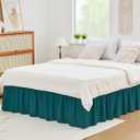 Vocander Jade Teal Queen Size Bed Skirt 15 Inch Drop, Elastic Wrap Around Dust Ruffle Bed Skirting Easy to Install, Adjustable Tailored Bedskirts Fade & Wrinkle Resistant