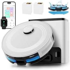 Lefant LiDAR Robot Vacuum and Mop,75-Day Self-Emptying,6000Pa Powerful Suction,Customized Cleaning,Home Mapping, 140 Min Runtime, Roller Brush for Carpet,2.4G/5G WiFi/Alexa/APP/iWatch,M2 Plus